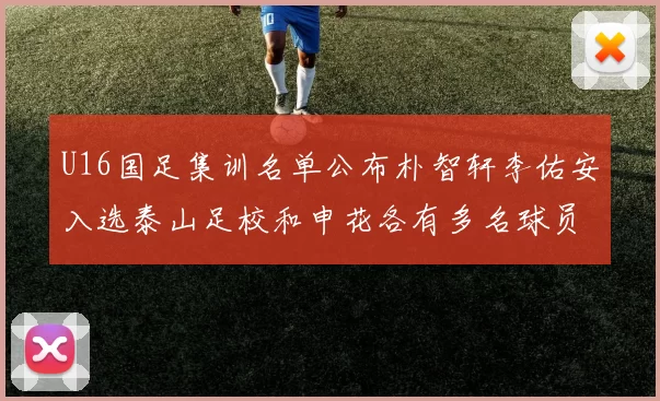 U16国足集训名单公布朴智轩李佑安入选泰山足校和申花各有多名球员参与